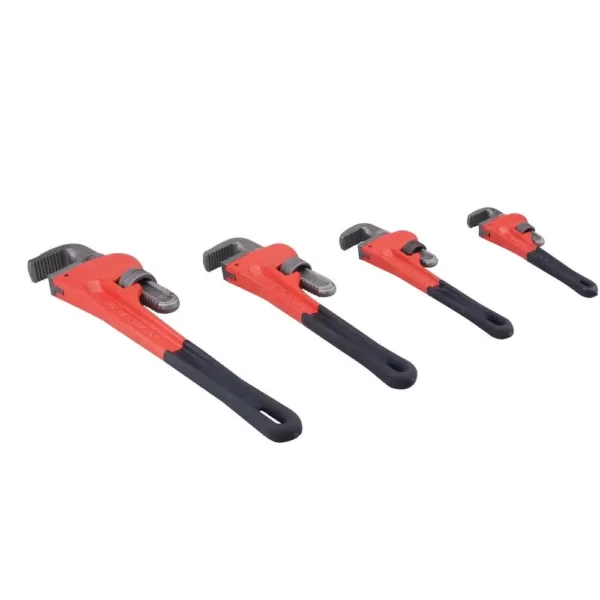 Steel Core Adjustable Heavy-Duty Pipe Wrench Set (4-Piece)