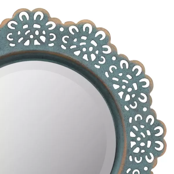 Stonebriar Collection Small Round Blue Casual Mirror (12.5 in. H x 12.5 in. W)