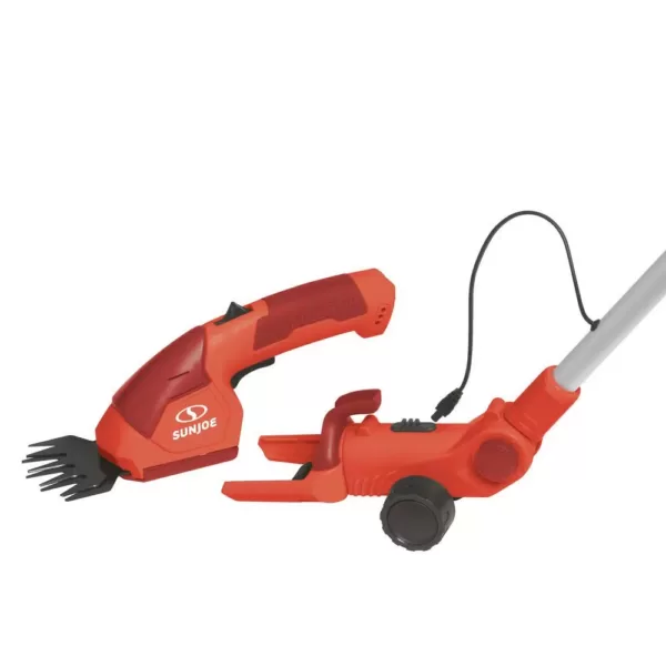 Sun Joe 7.2-Volt 2-in-1 Cordless Grass Shear and Hedge Trimmer with Extension Pole in Red