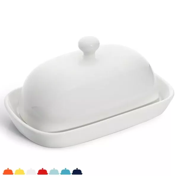 Sweese Porcelain Cute Butter Dish with Lid - White, Set of 1