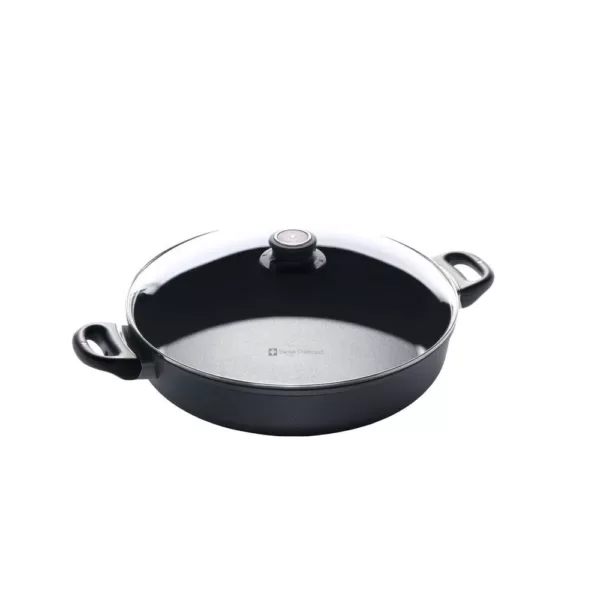 Swiss Diamond Classic Series 4.8 qt. Cast Aluminum Nonstick Saute Pan in Gray with Glass Lid