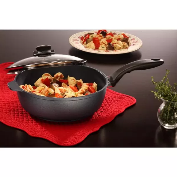 Swiss Diamond Classic Series 3.2 qt. Cast Aluminum Nonstick Saute Pan in Gray with Glass Lid