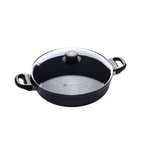 Swiss Diamond Classic Series Induction 3.7 qt. Cast Aluminum Nonstick Saute Pan in Gray with Glass Lid