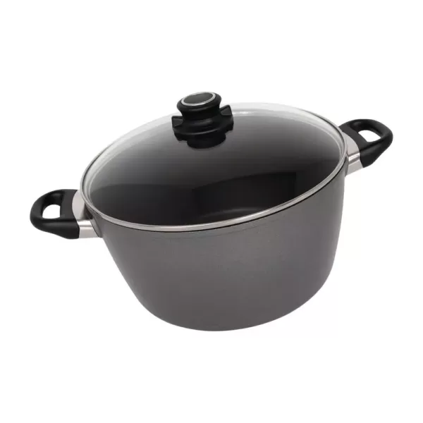 Swiss Diamond Swiss Titan 8.5 qt. Titanium Nonstick Stock Pot in Gray with Glass Lid