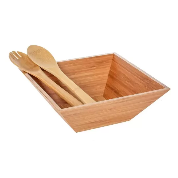 Heim Concept 4-Piece Bamboo Serving Bowl Set with Serving Hands