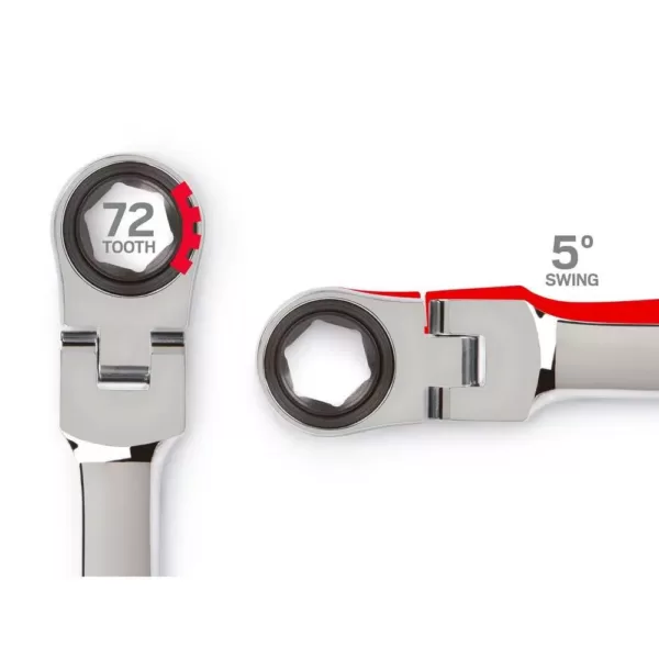 TEKTON 9/16 in. x 5/8 in. Flex-Head Ratcheting Box End Wrench