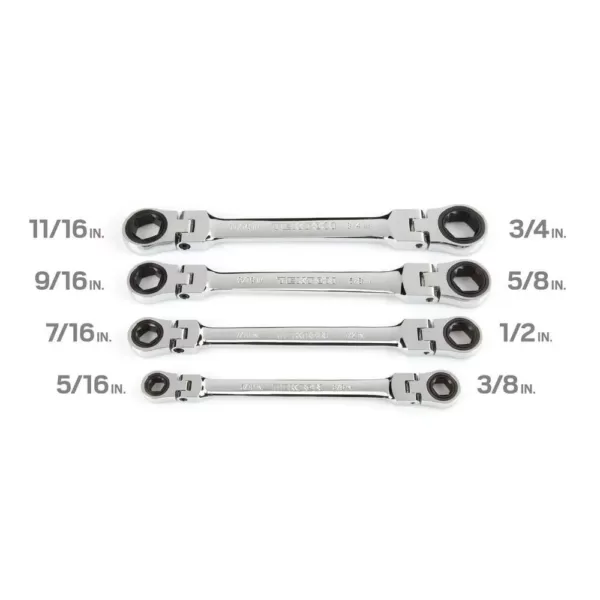 TEKTON 5/16-3/4 in. Flex-Head Ratcheting Box End Wrench Set (4-Piece)