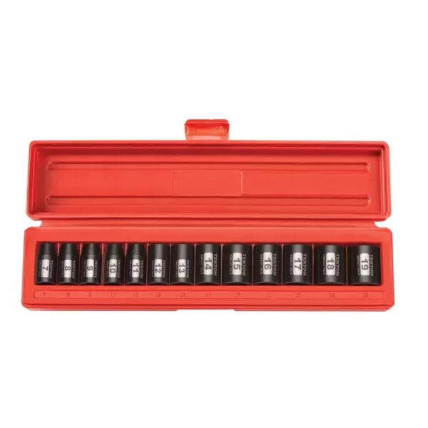 TEKTON 3/8 in. Drive 7-19 mm 6-Point Shallow Impact Socket Set (13-Piece)