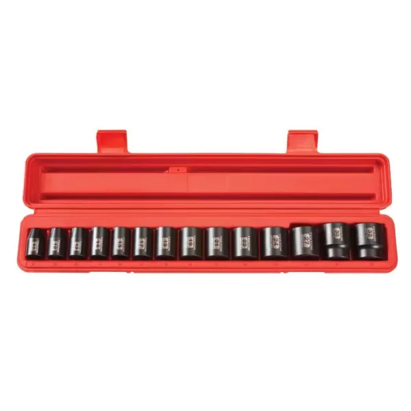 TEKTON 1/2 in. Drive 11-32 mm 6-Point Shallow Impact Socket Set (14-Piece)