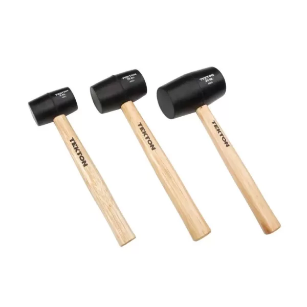 TEKTON 8, 16, 32 oz. Wood Handle Rubber Mallet Set (3-Piece)