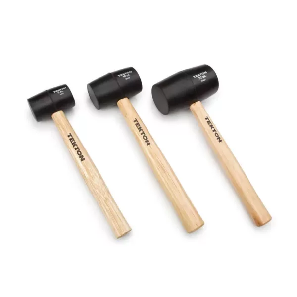 TEKTON 8, 16, 32 oz. Wood Handle Rubber Mallet Set (3-Piece)