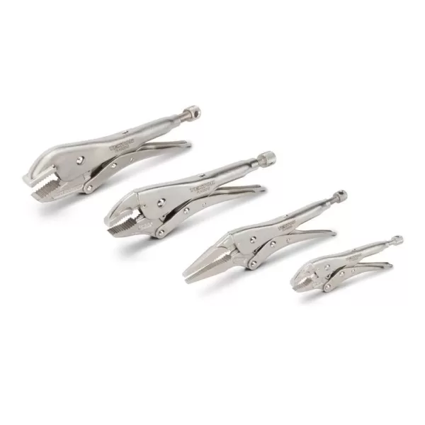 TEKTON Straight, Curved, Long Nose Locking Pliers Set (4-Piece)