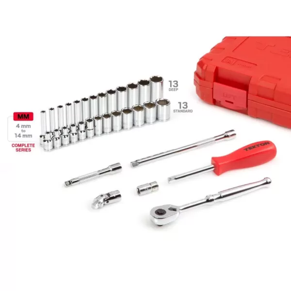 TEKTON 1/4 in. Drive 6-Point Socket and Ratchet Set (33-Piece)