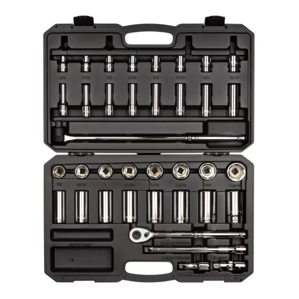 TEKTON 1/2 Inch Drive 6-Point Socket & Ratchet Set, 38-Piece (3/8 - 1-5/16 in.)