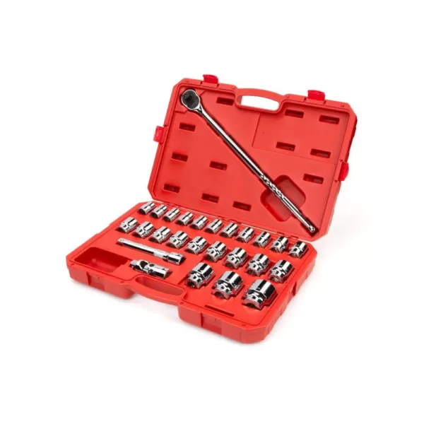 TEKTON 3/4 in. Drive 6-Point Socket and Ratchet Set 19 mm to 50 mm (27-Piece)