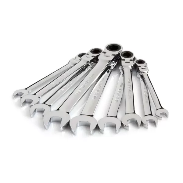 TEKTON 8-16 mm Flex-Head Ratcheting Combination Wrench Set (9-Piece)