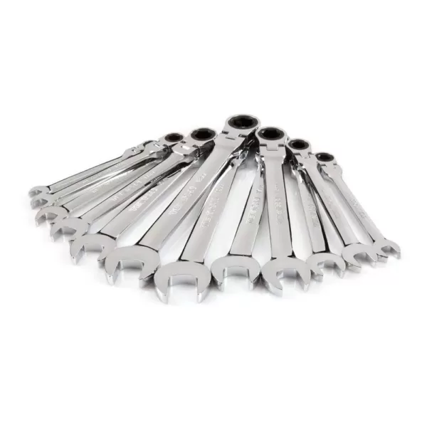 TEKTON 8-19 mm Flex-Head Ratcheting Combination Wrench Set with Pouch (12-Piece)