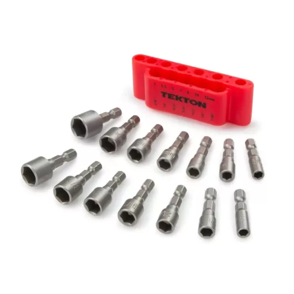 TEKTON 3/16-7/16 in., 5-12 mm Quick-Change Power Nut Driver Bit Set (14-Piece)