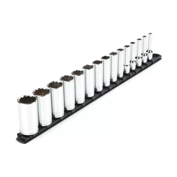 TEKTON 3/8 in. Drive Deep 12-Point Socket Set (15-Piece)