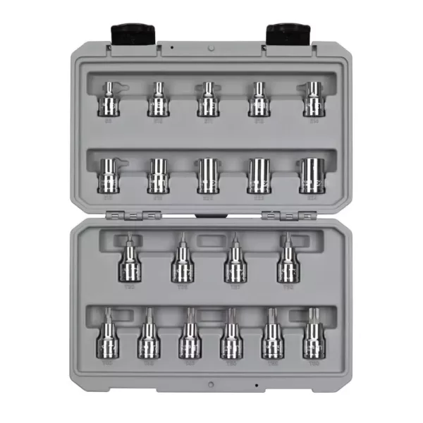 TEKTON 1/2 in. Drive Torx Bit and External Star Socket Set (20-Piece)