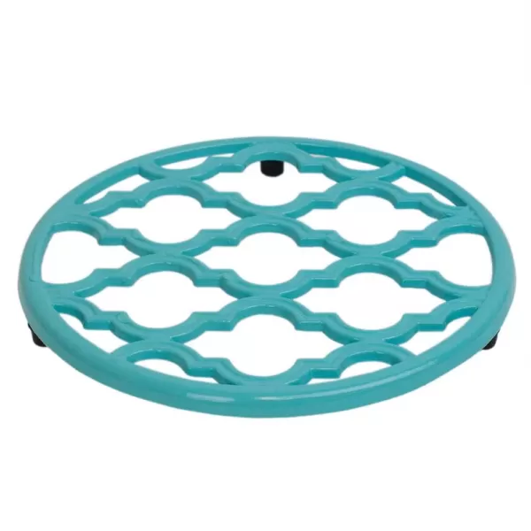 Home Basics Lattice Cast Iron Turquoise Trivet (Set of 2)