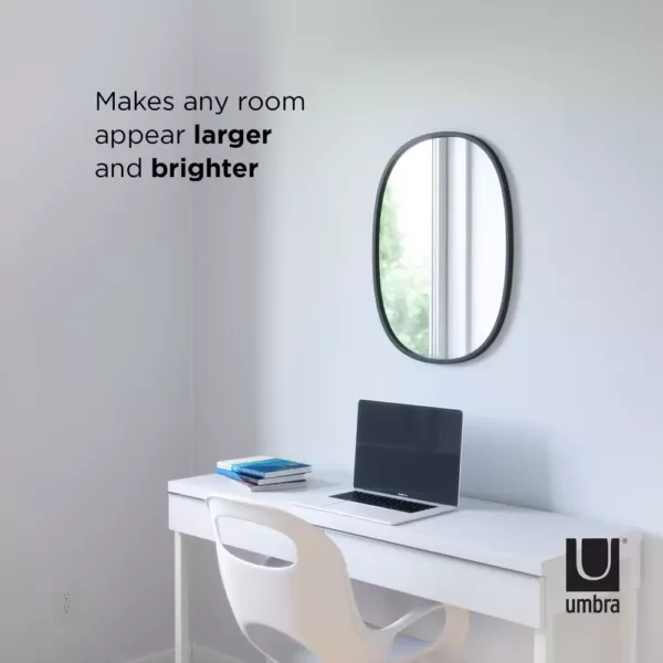 Umbra Hub 24 in. H x 18 in. W Modern  Oval Modern framed Mirror Black