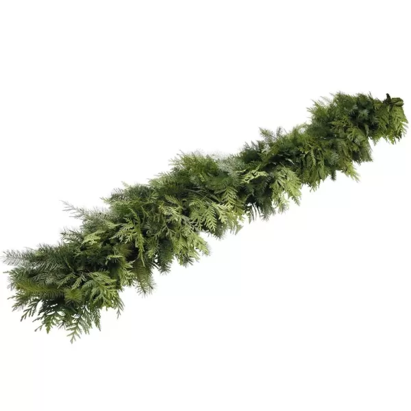 VAN ZYVERDEN 15 ft. Live Fresh Cut Pacific Northwest Douglas and Cedar Mix Coil Garland 15 ft.