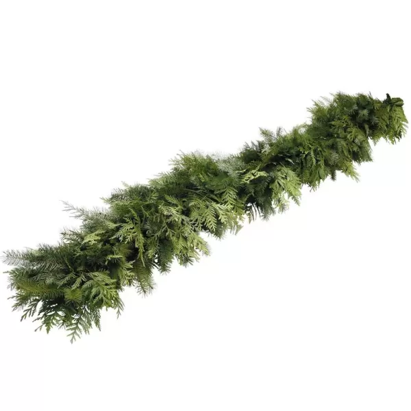 VAN ZYVERDEN 25 ft. Live Fresh Cut Pacific Northwest Douglas and Cedar Mix Coil Garland