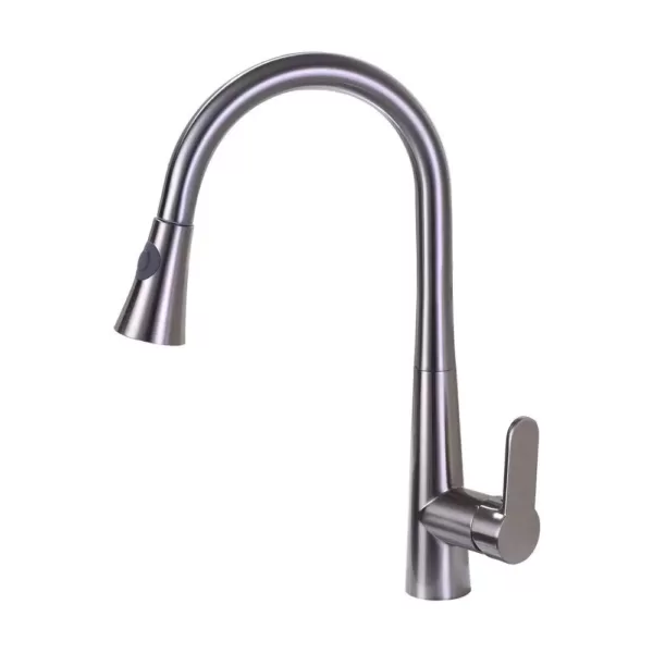 Vanity Art 9.05 in. Single-Handle Pull-Down Sprayer Kitchen Faucet in Brushed Nickel