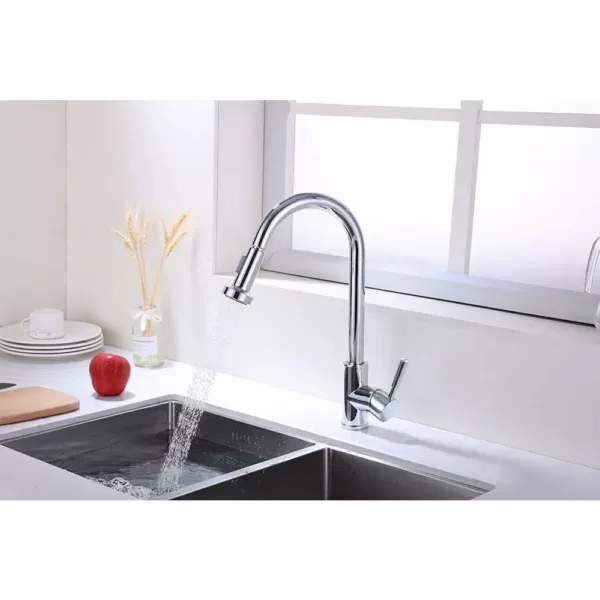 Vanity Art 8.86 in. Single-Handle Pull-Down Sprayer Kitchen Faucet in Chrome