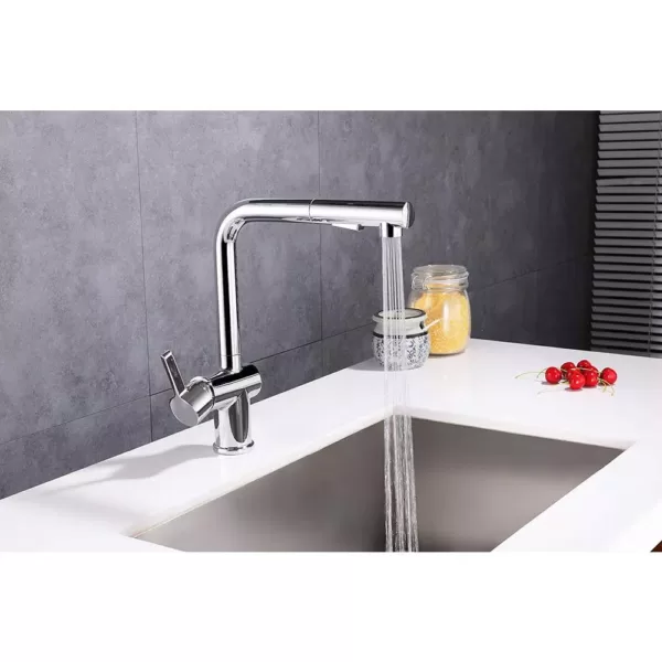 Vanity Art Single-Handle Pull Out Sprayer Kitchen Faucet in Brushed Nickel