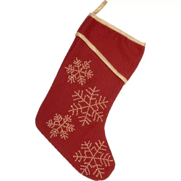 VHC Brands 15 in. Cotton/Nylon Revelry Brick Red Traditional Christmas Decor Stocking