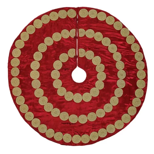 VHC Brands 48 in. Red Memories Glam Christmas Decor Tree Skirt