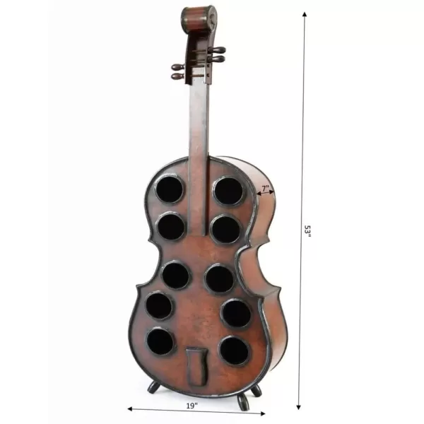 Vintiquewise Decorative 10 Bottle Wooden Cello Shaped Wine Rack 53 in. Floor Violin