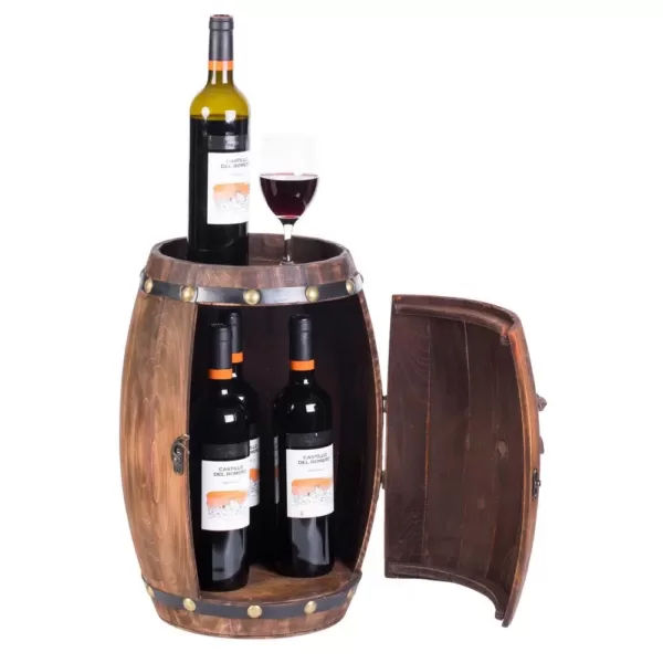 Vintiquewise Wooden Barrel Shaped Vintage Decorative Wine Rack Storage