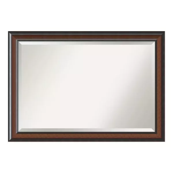 Amanti Art Cyprus 41 in. W x 29 in. H Framed Rectangular Beveled Edge Bathroom Vanity Mirror in Walnut