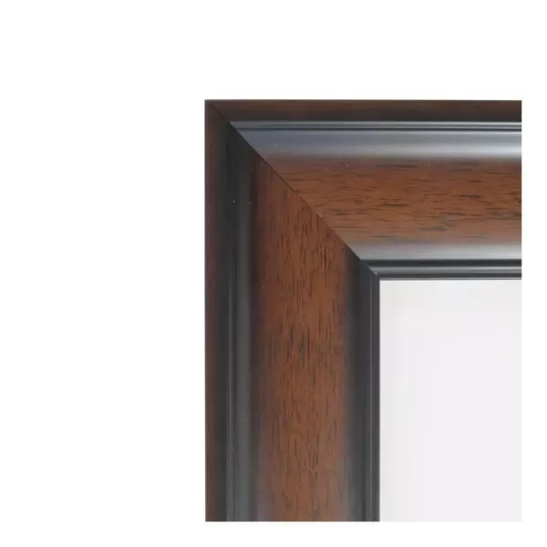 Amanti Art Cyprus 33 in. W x 27 in. H Framed Rectangular Beveled Edge Bathroom Vanity Mirror in Walnut