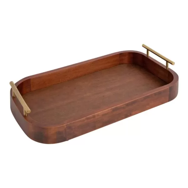 Kate and Laurel Lipton 18 in. x 3 in. x 10 in. Walnut Brown Decorative Tray