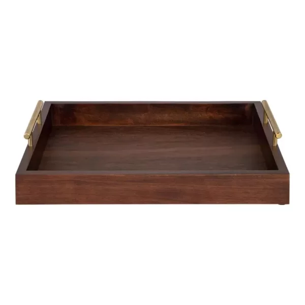 Kate and Laurel Lipton 16 in. x 12 in. Walnut Brown Rectangle Decorative Tray