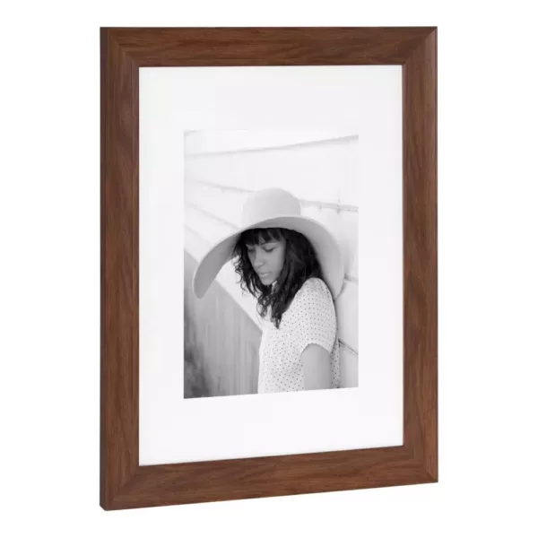 Kate and Laurel Edson 16 in. x 20 in. matted to 11 in. x 14 in. Walnut Brown Picture Frames (Set of 2)