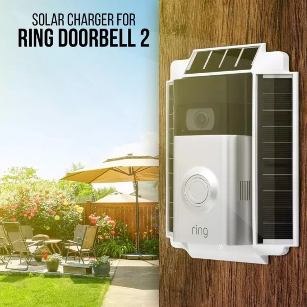 Wasserstein 0.5-Watt Solar Charger Mount Compatible with Ring Video Doorbell 2 Weatherproof (White)