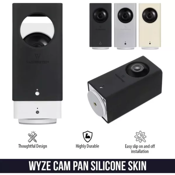 Wasserstein Protective Silicone Skin Compatible with Wyze Cam Pan - Accessorize, Camouflage, and Protect Your Wyze Cam Pan (Black)