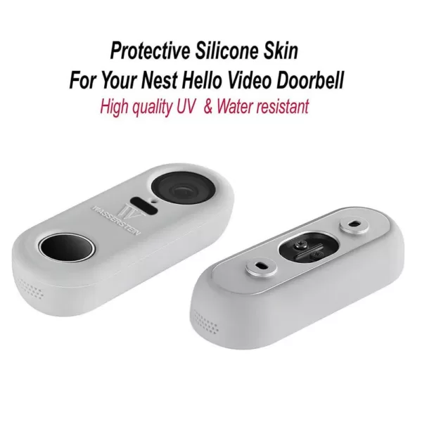 Wasserstein Gray Protective Silicone Skin Compatible with Google Nest Hello Video Doorbell - Extra-Layer of Protection