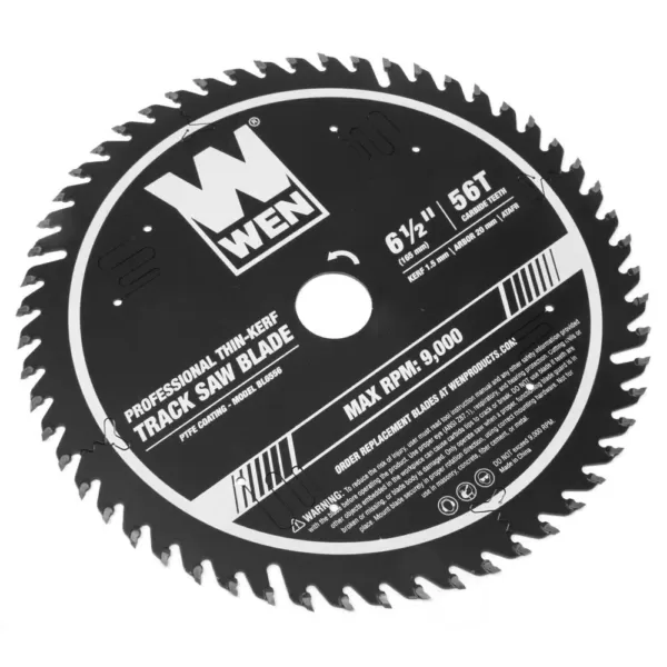 WEN 6.5 in. 56-Tooth Carbide-Tipped Thin-Kerf Professional ATAFR Track Saw Blade with PTFE Coating