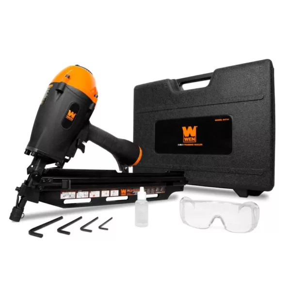 WEN 3-in-1 Pneumatic 21-Degree, 28-Degree and 34-Degree Framing Nailer with Carrying Case