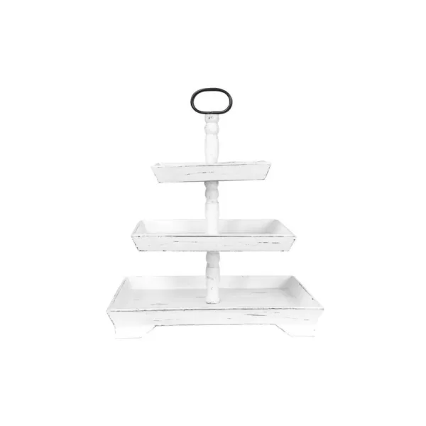 3R Studios White Decorative 3-Tier Tray