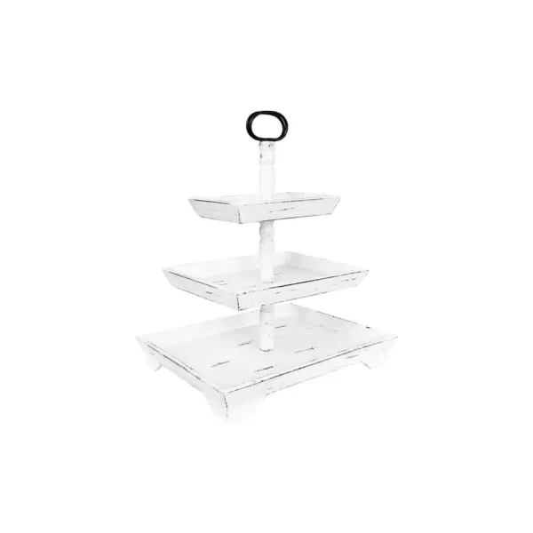 3R Studios White Decorative 3-Tier Tray