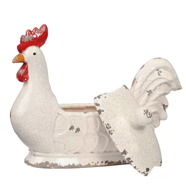 3R Studios 14 in. H x 20 in. W Stoneware Rooster Container