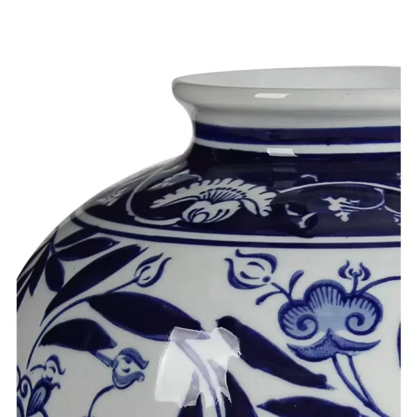 Benjara White and Blue Gorgeous Pot Shaped Vase