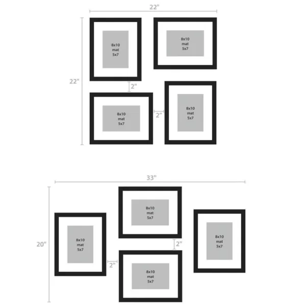 DesignOvation Gallery 8 in. x 10 in. Matted to 5 in. x 7 in. White Picture Frame (Set of 4)